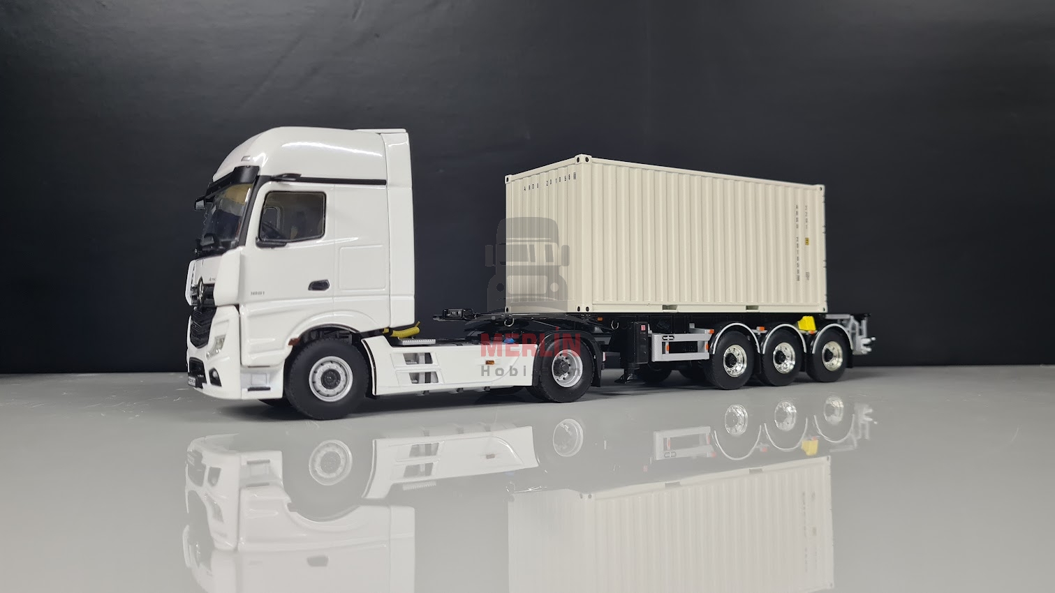 1/50 - Mercedes Actros 4X2  + 20ft Beyaz Konteyner + Dorse -wsi