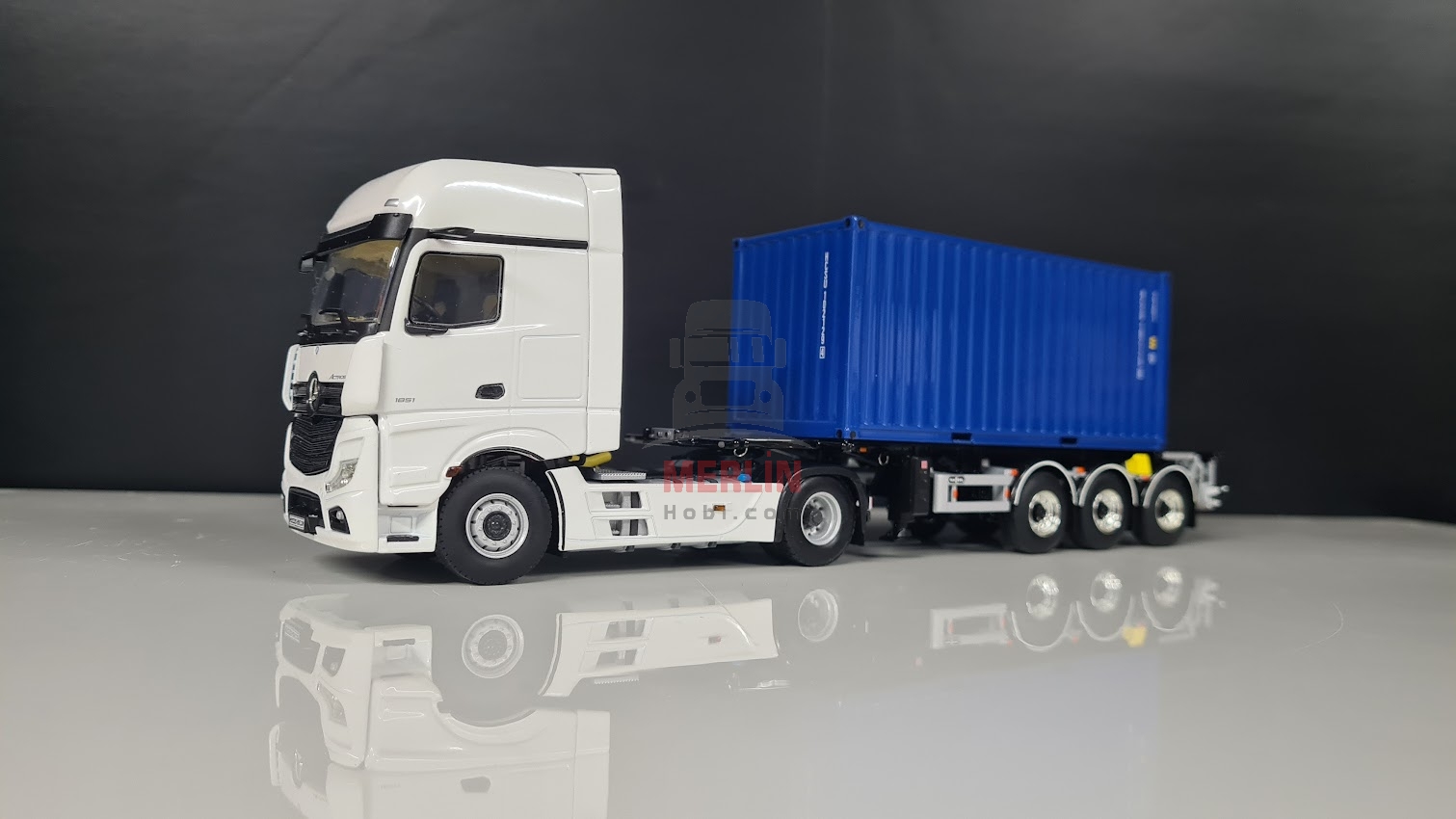 1/50 - Mercedes Actros 4X2  + 20ft Mavi Konteyner + Dorse -wsi