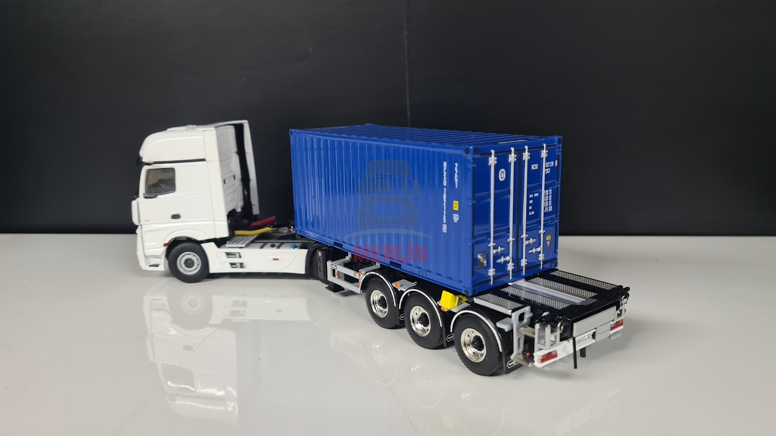 1/50 - Mercedes Actros 4X2  + 20ft Mavi Konteyner + Dorse -wsi