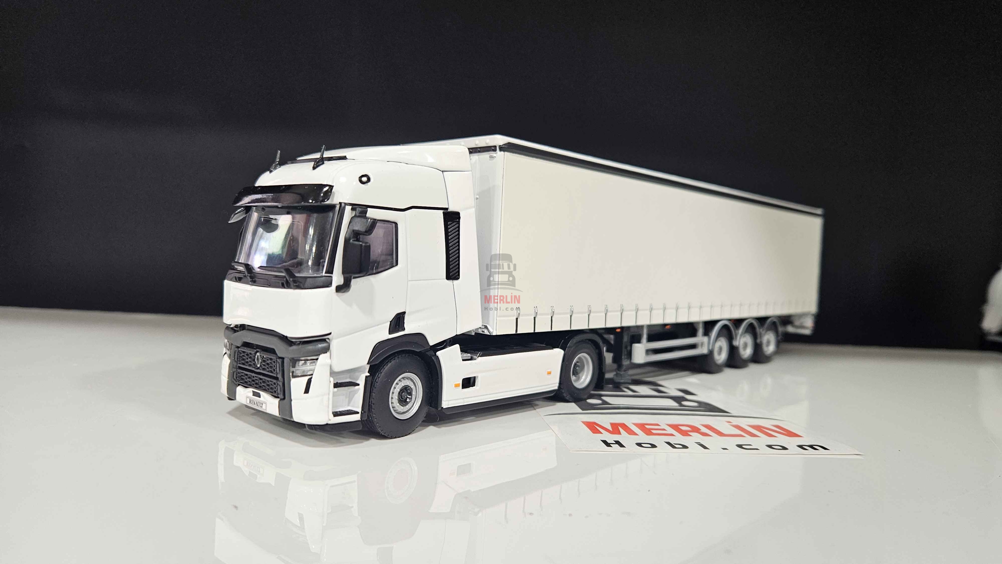 1/50 Renault T-Evo 4x2 Beyaz + Perdeli / Tenteli Dorse Tır Çekici