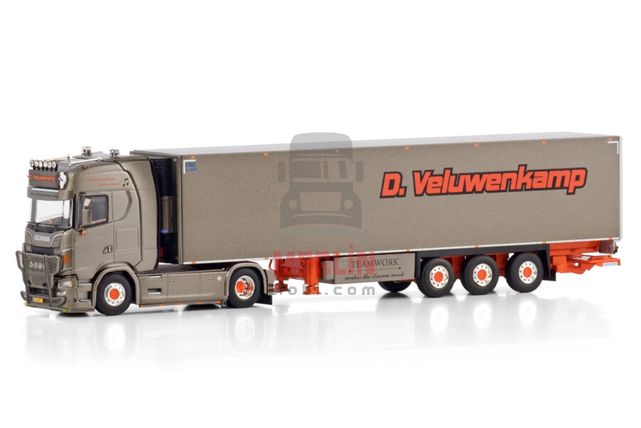 1/50 D. Veluwenkamp Int. Transport B.V.; SCANIA S HIGHLINE CS20H 4X2 REEFER TRAILER - 3 AXLE