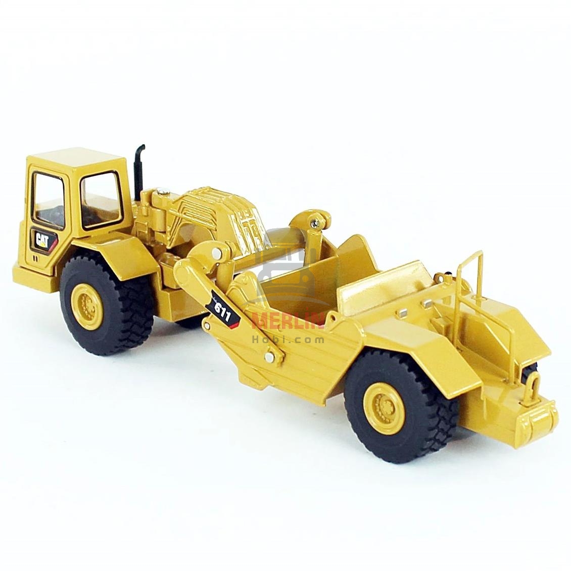 1/64 Ölçek, Cat 611 Çekicili Sıyırıcı, Sergilemeye Hazır Metal İş Makinası Modeli