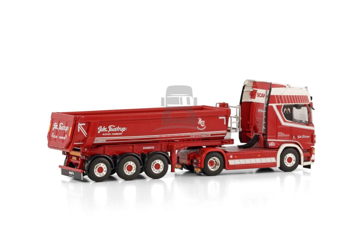 1/50 JOHS. TOUSTRUP; SCANIA R HIGHLINE CR20H 4X2 HALF PIPE TRAILER - 3 AXLE