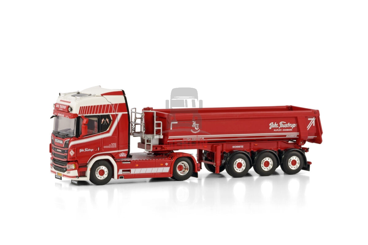 1/50 JOHS. TOUSTRUP; SCANIA R HIGHLINE CR20H 4X2 HALF PIPE TRAILER - 3 AXLE