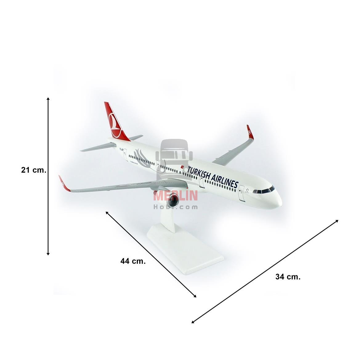 1/100 Ölçek, THY A321 Yolcu Uçağı, Sergilemeye Hazır Plastik Standlı Model