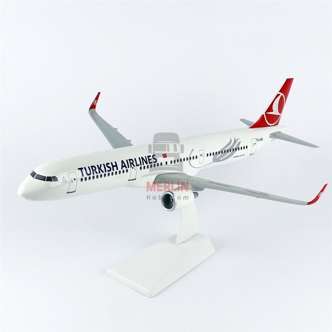 1/100 Ölçek, THY A321 Yolcu Uçağı, Sergilemeye Hazır Plastik Standlı Model