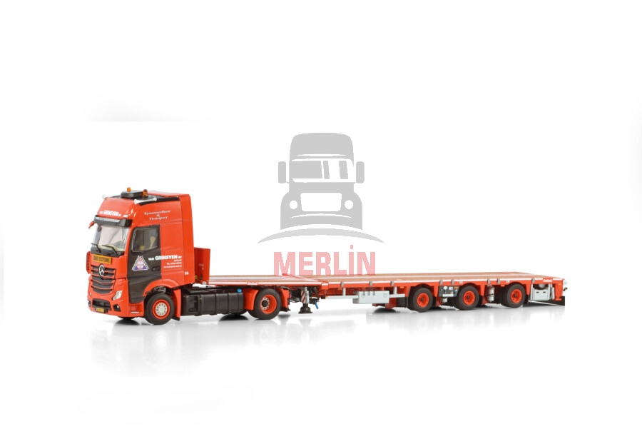 1/50 Van Grinsven; MERCEDES-BENZ ACTROS MP5 GIGA SPACE 4X2 FLATBED MEGA TRAILER - 3 AXLE - Lowbed